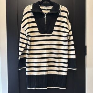 Black and white stripe sweater dress